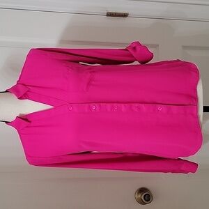 Outback Red Size XS Bright Fuchsia Long Sleeve Button Down Blouse, Exc. Cond.